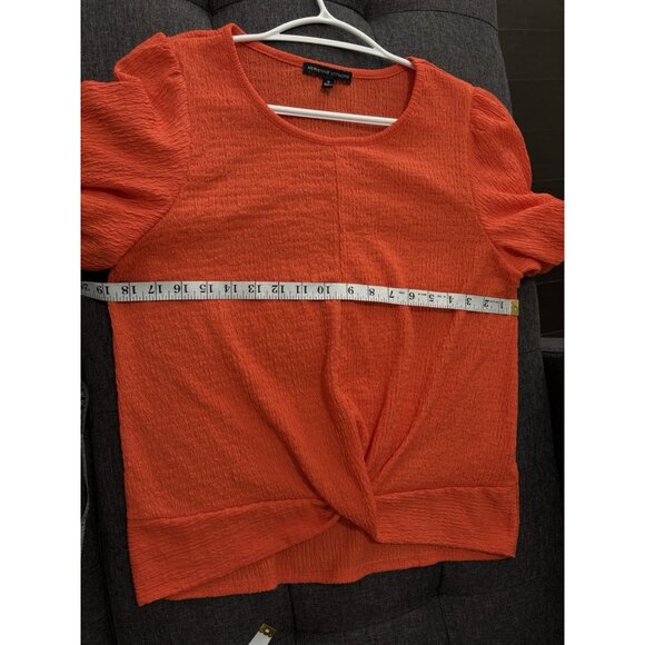 ADRIENNE VITTADINI Orange top Medium Size Twist Front Top shirt Textured - Picture 9 of 11